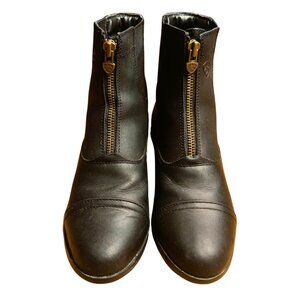 Ariat Black Leather Front-Zip Ankle Boots